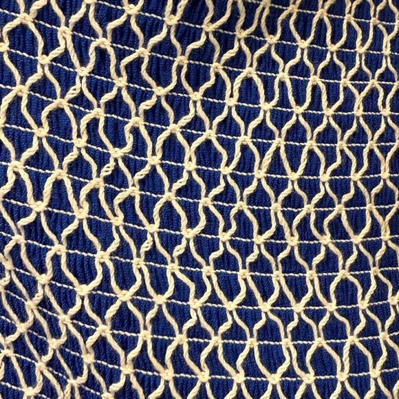 Plus Size 2xl Royal Blue Midi Smocked Dress Bow Tie Straps Linen Blend Pocket - Picture 4 of 7